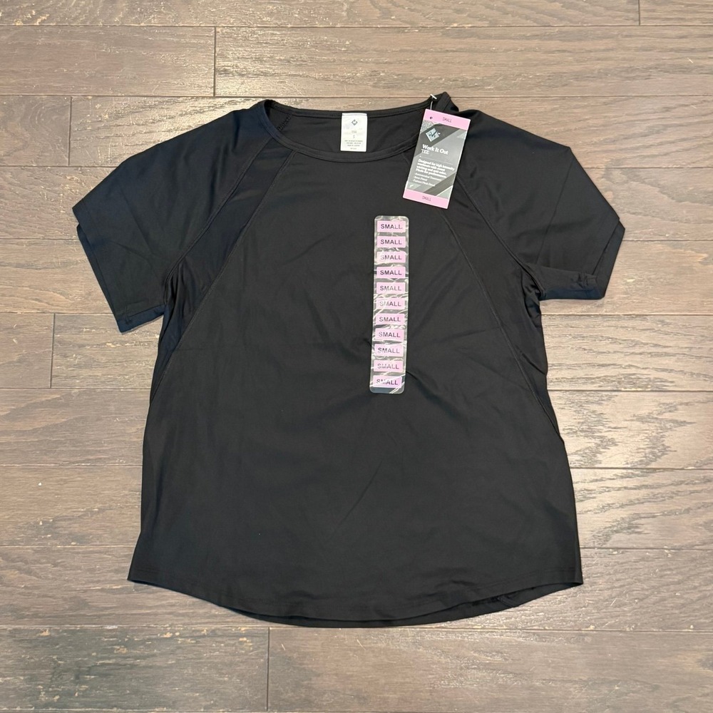 Members Mark Work‎ It Out Tee Womens Small Black Athletic Training Top